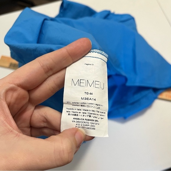 Meimeij 3/4 Sleeve Ruffle Detail Blouse Top Blue IT 44 US 8 R1 - Picture 6 of 9